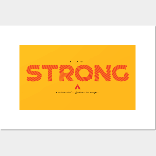 I am strong never give up use stripe rounded text in red color with Activlife logo Posters and Art